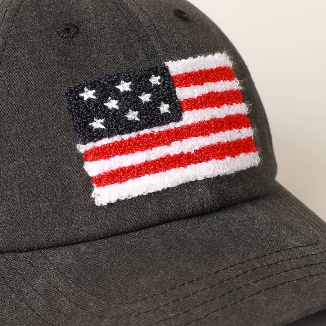 American Flag Chenille Patch Baseball Hat