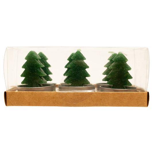 Green Trees Boxed Wax Candles S/6 Christmas