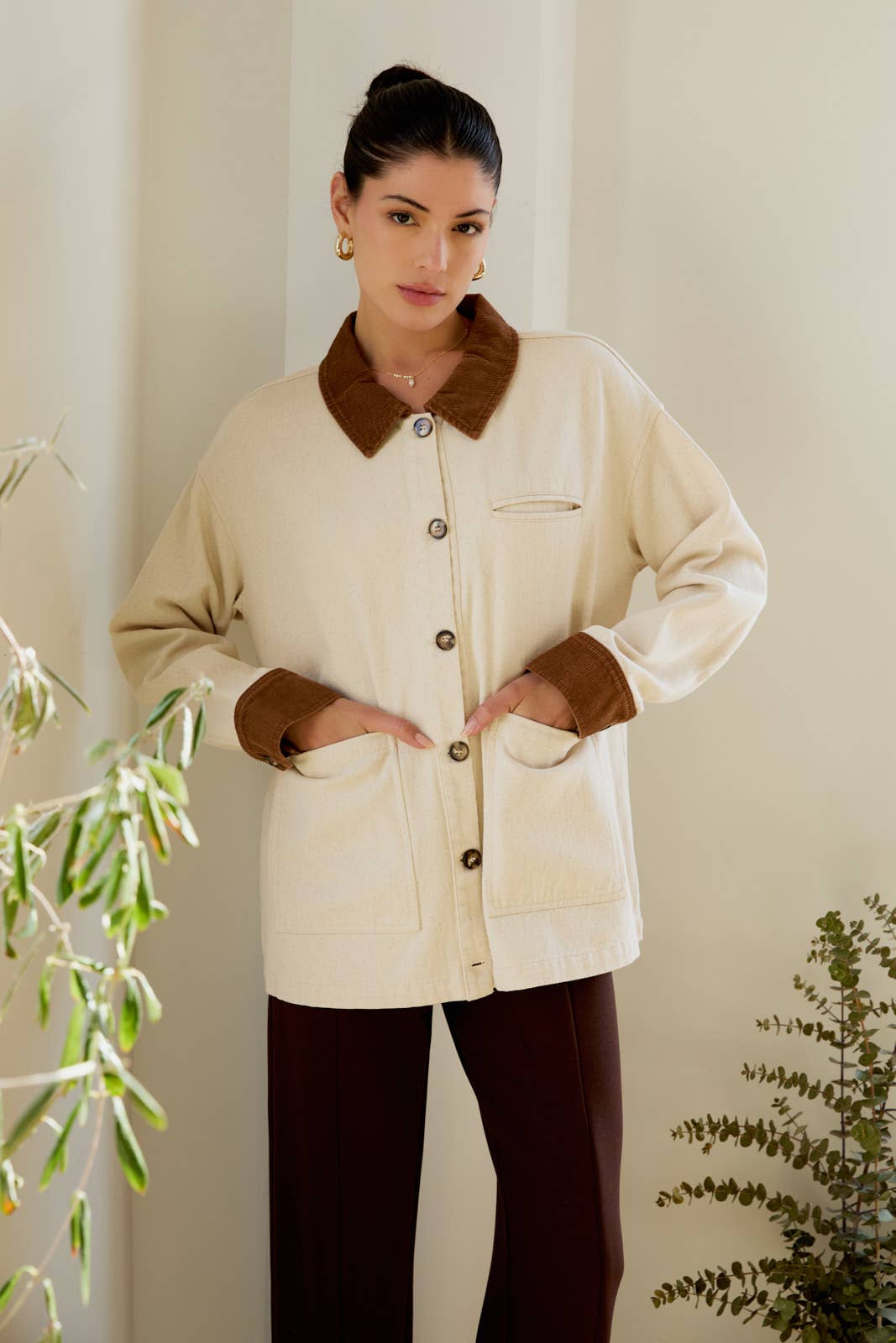 Button-down Barn Coat - Olive