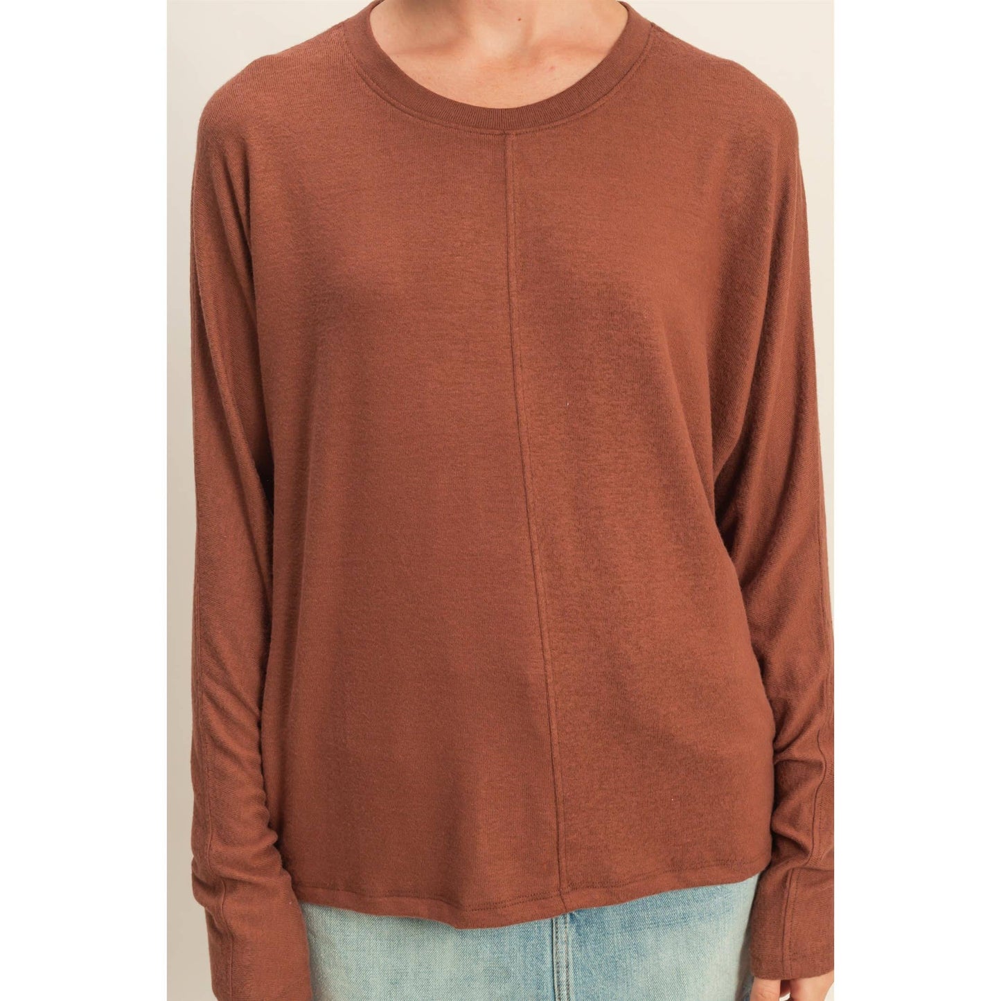 Long Sleeve Top w/center seam - Chestnut
