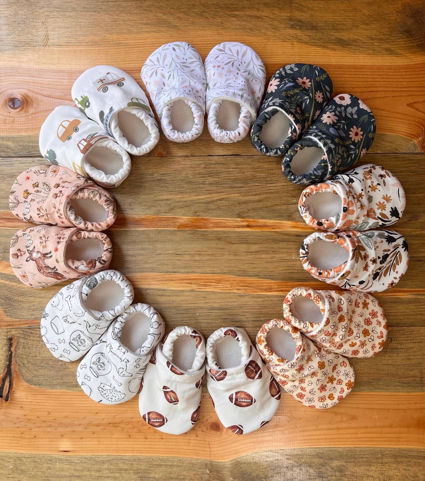 Baby Shoes - Handmade Cotton Booties : 0-6 months (4.5”)