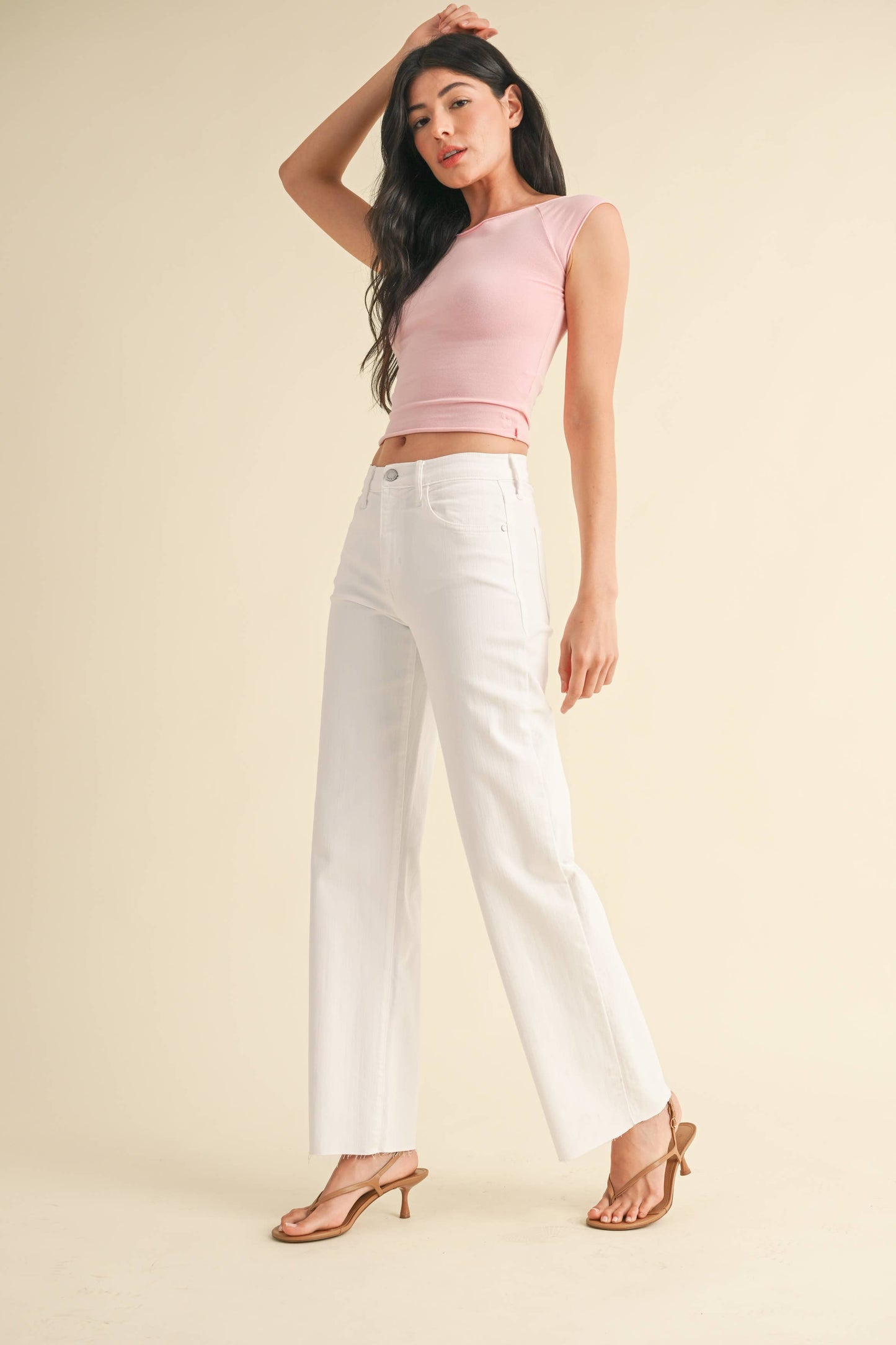 Slim Palazzo w/ Scissor Cut - White