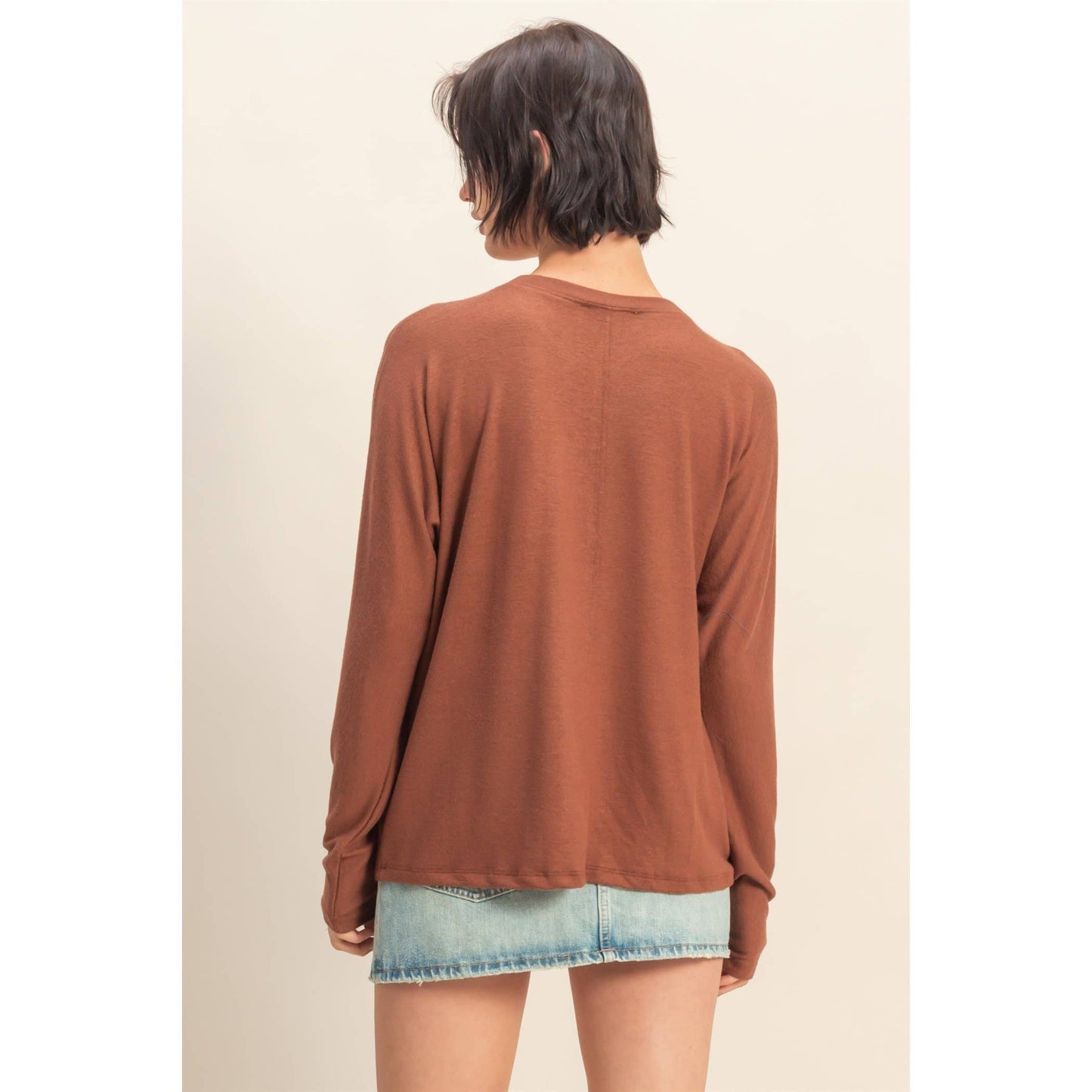 Long Sleeve Top w/center seam - Chestnut
