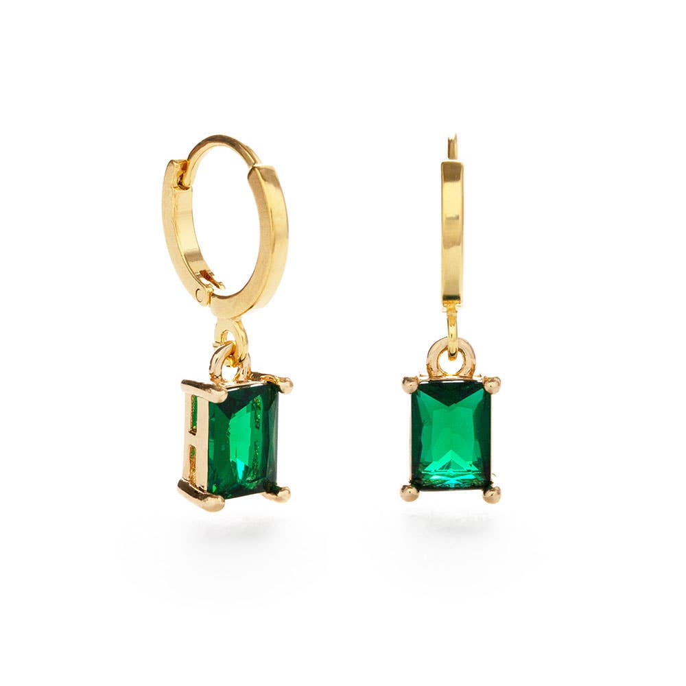 Emerald Green Huggie Hoop Earrings