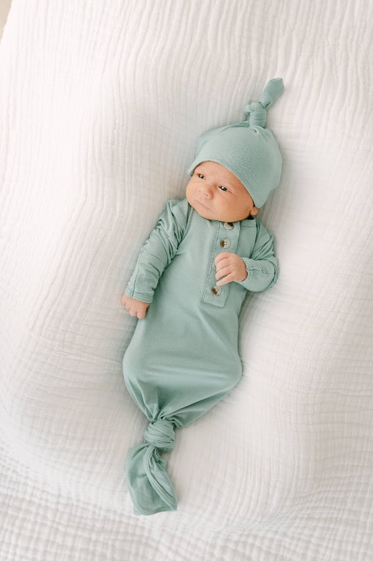 Knotted Baby Gown - Mint