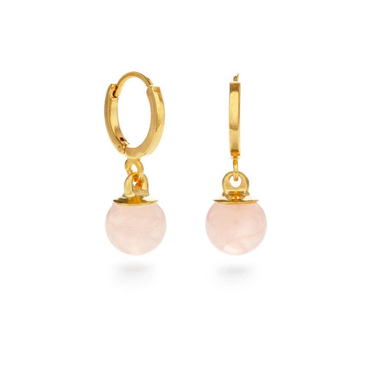 Rose Quartz Orb Huggie Hoops