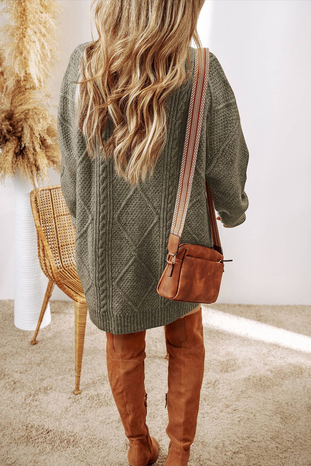 Cable Knit  Loose Fit Sweater Dress