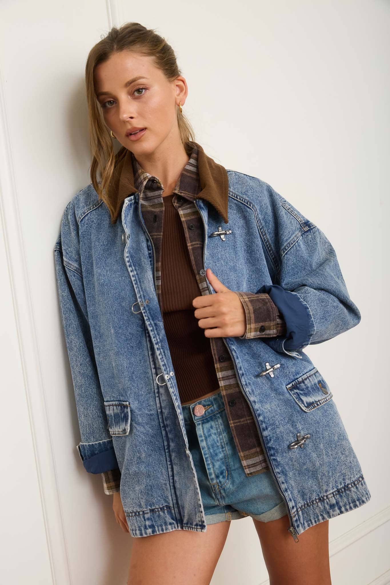 Denim Barn Coat w/hardware closure