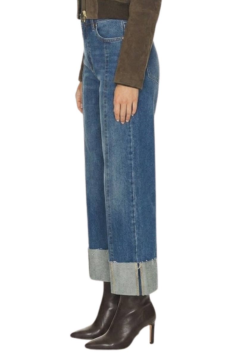 Wide Leg Crop Cuffed Jean