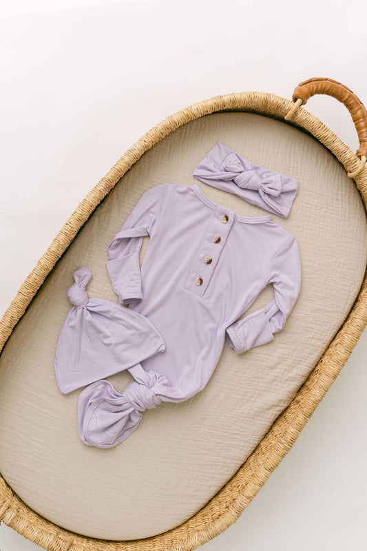 Knotted Baby Gown - Lavender