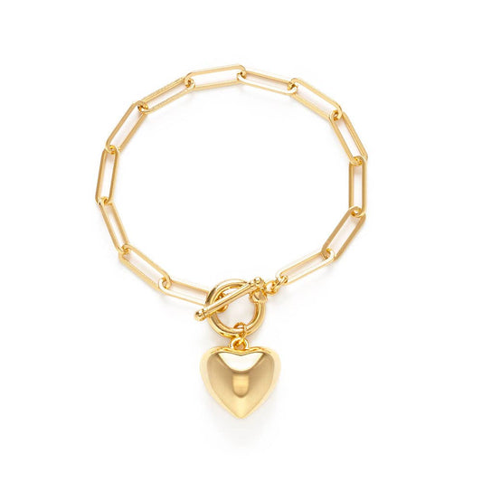 Puff Heart Chain Bracelet