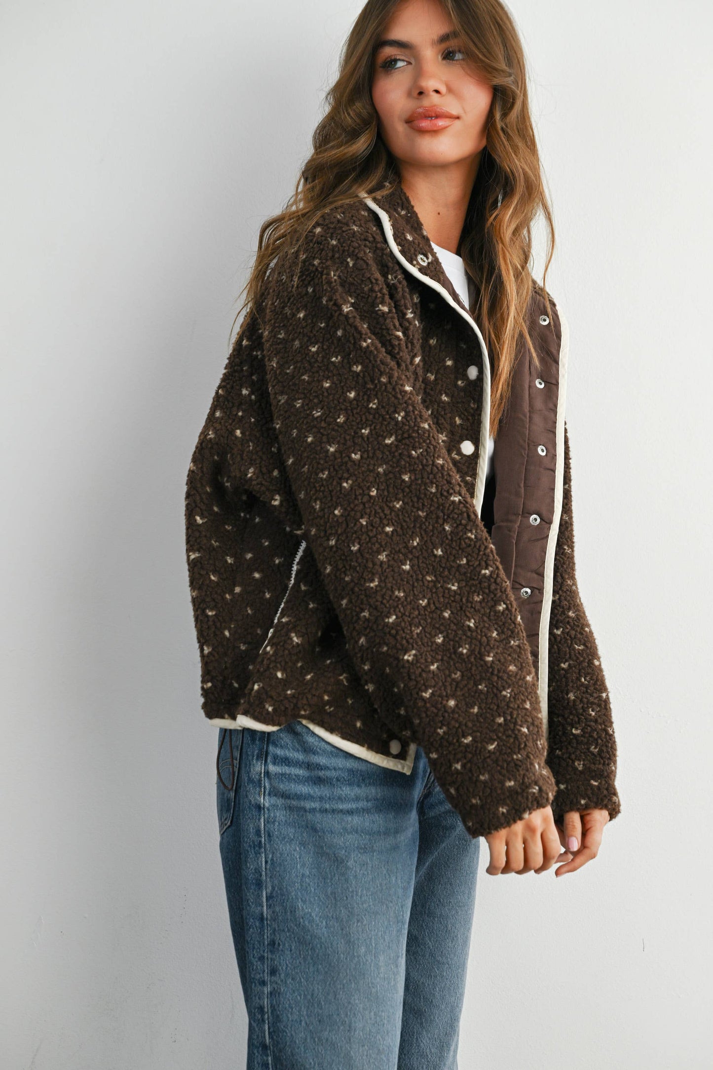 High Pile Fleece Jacket - Brown/Taupe