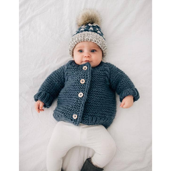 Slate Garter Stitch Cardigan Sweater Baby & Toddler