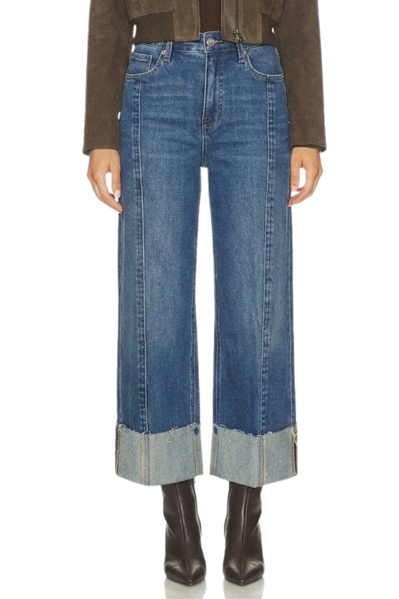 Wide Leg Crop Cuffed Jean