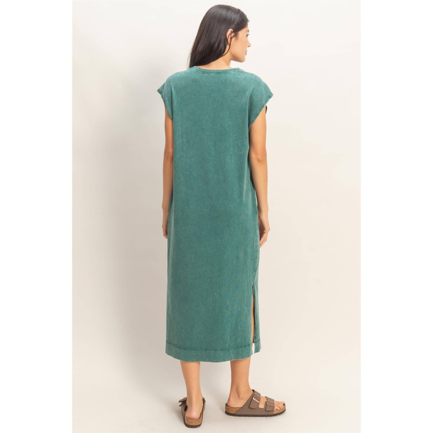 Cap Sleeve Midi Dress - Dark Teal