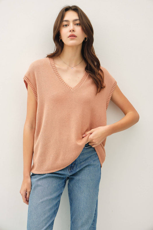 Linen Blended, Cap Sleeve Tee