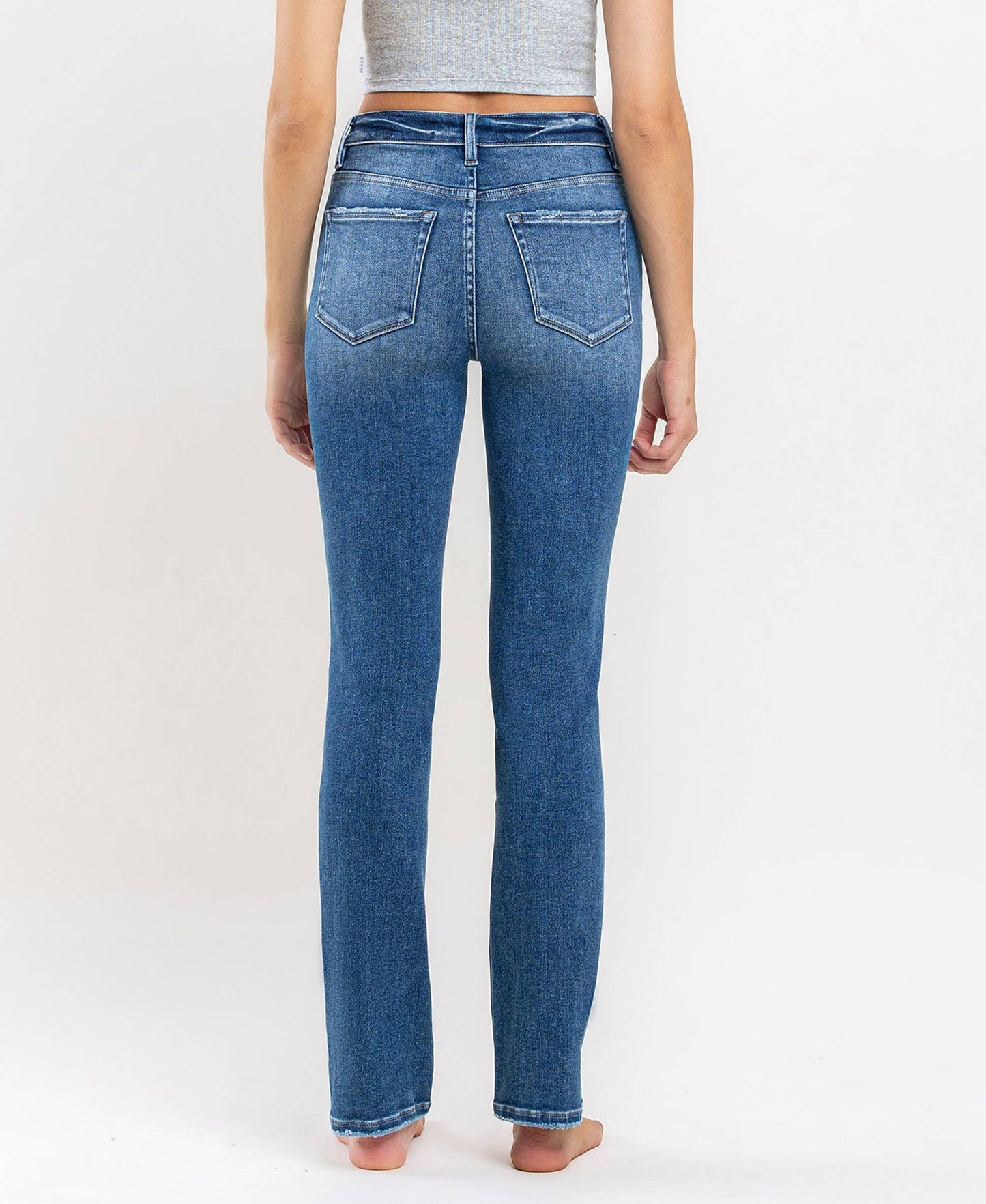 High Rise Long Slim Straight Jeans