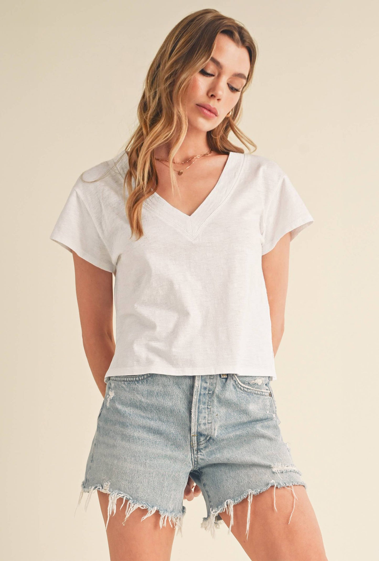 Til V-Neck Baby Top - White