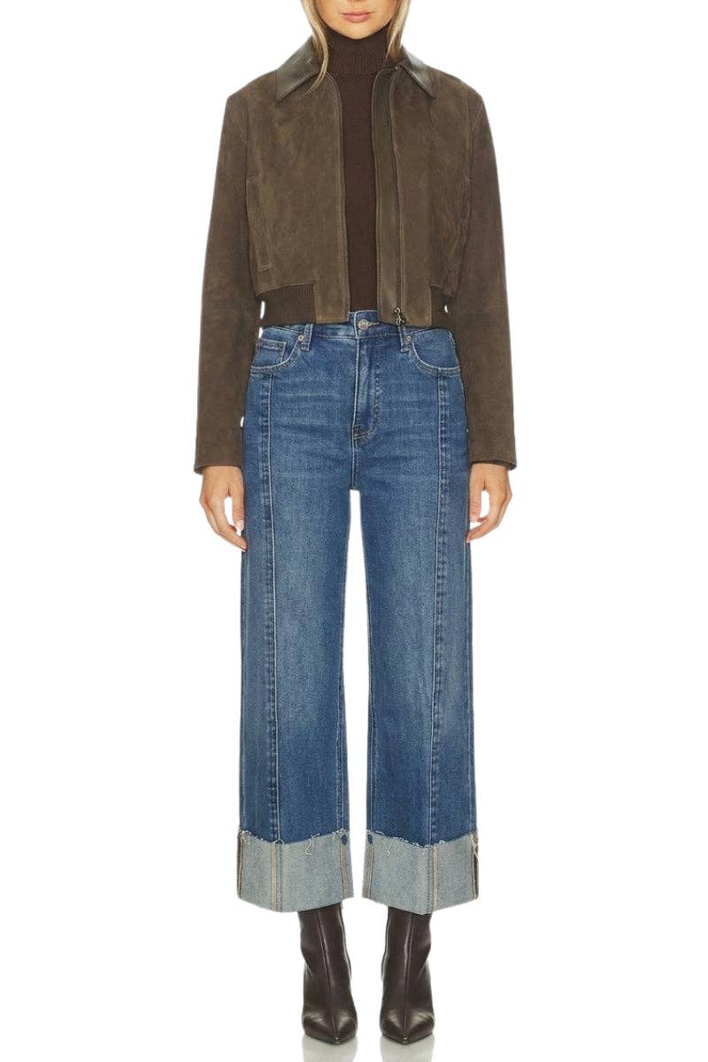 Wide Leg Crop Cuffed Jean