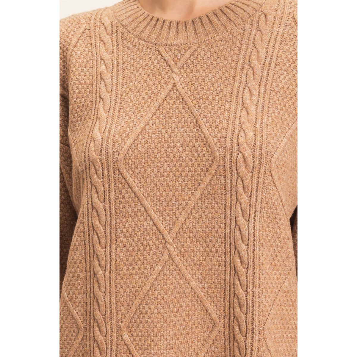 Cable Knit Dress  - Camel