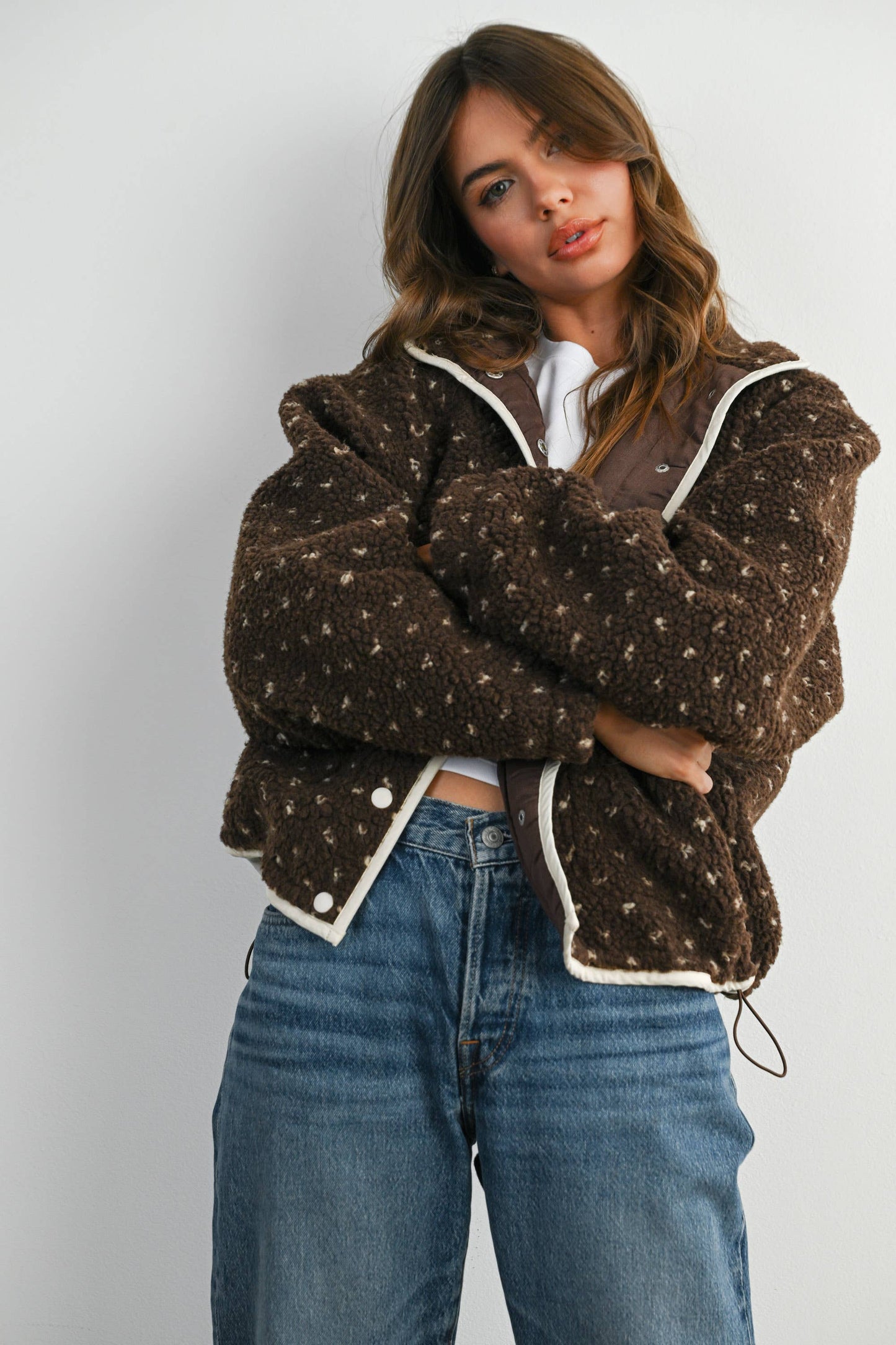 High Pile Fleece Jacket - Brown/Taupe