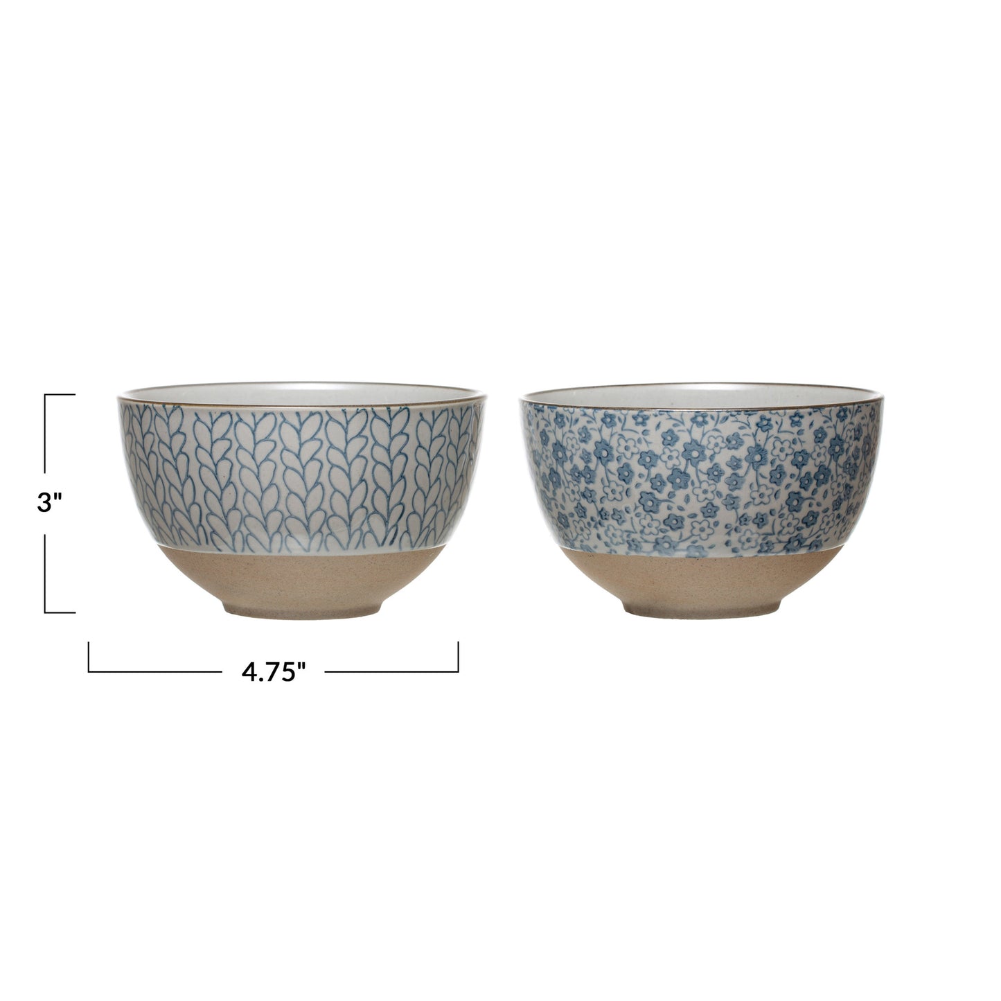 Hand-Painted Stoneware Bowl, 2 Styles