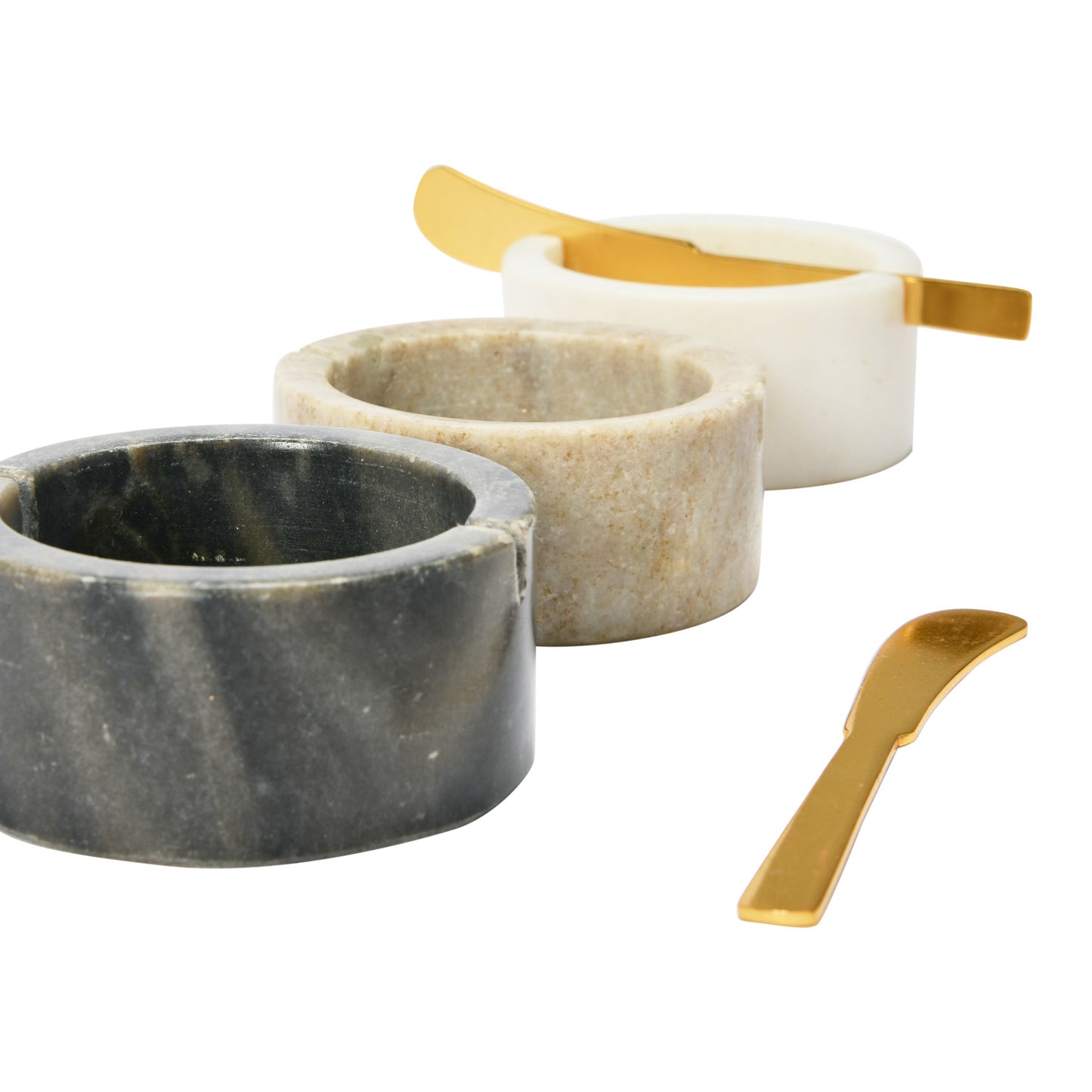 Marble Bowl with Metal Knife, Set of 2, 3 Colors