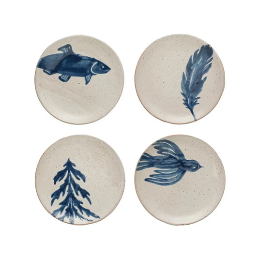 Hand-Painted Stoneware Plate - 4 Styles