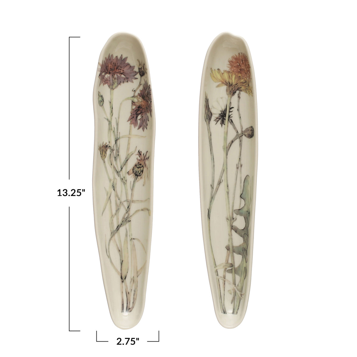 13" Stoneware Platter w/ Florals - 2 styles