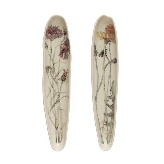 13" Stoneware Platter w/ Florals - 2 styles