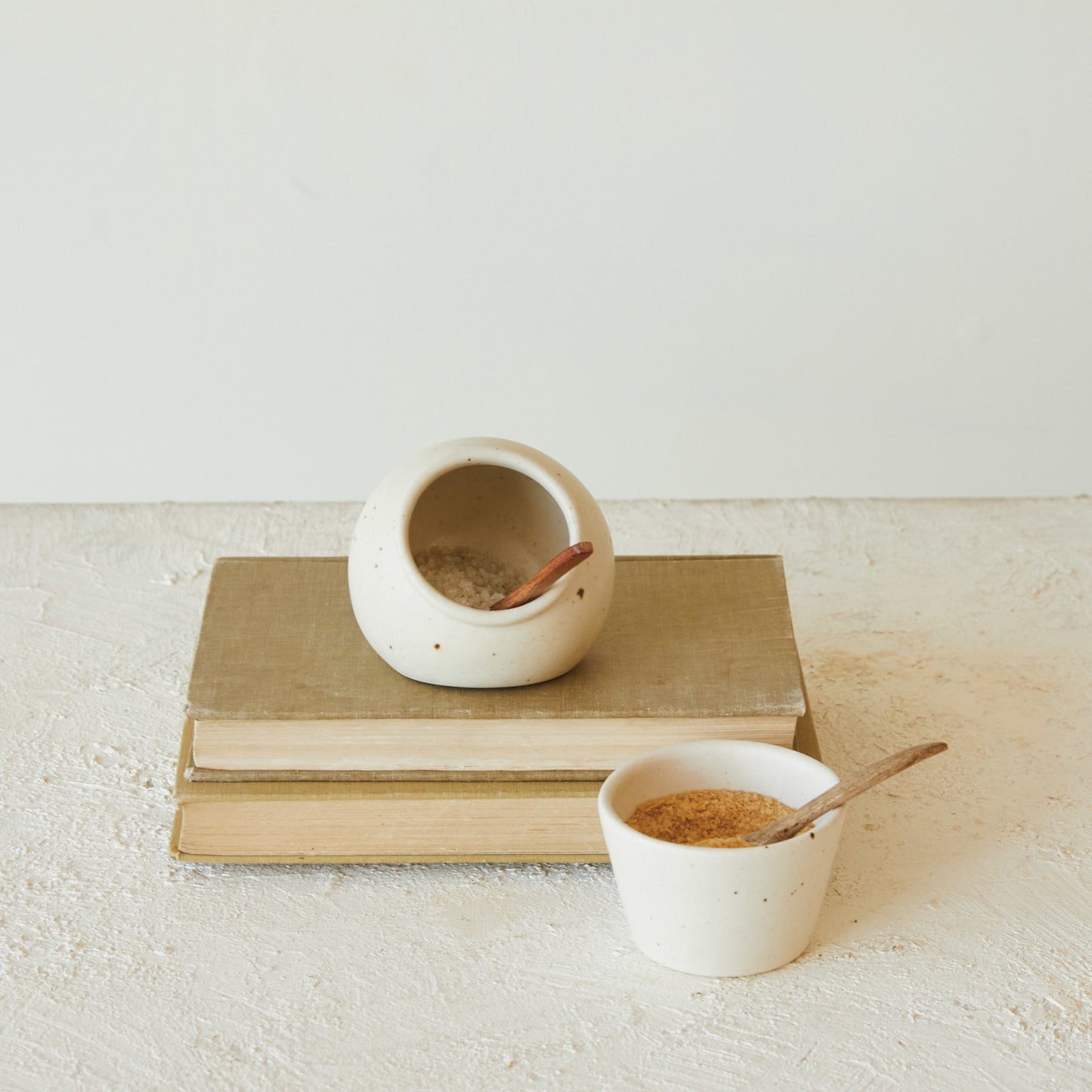 Stoneware Bowl w/ Mango Wood Spoon, Set of 2