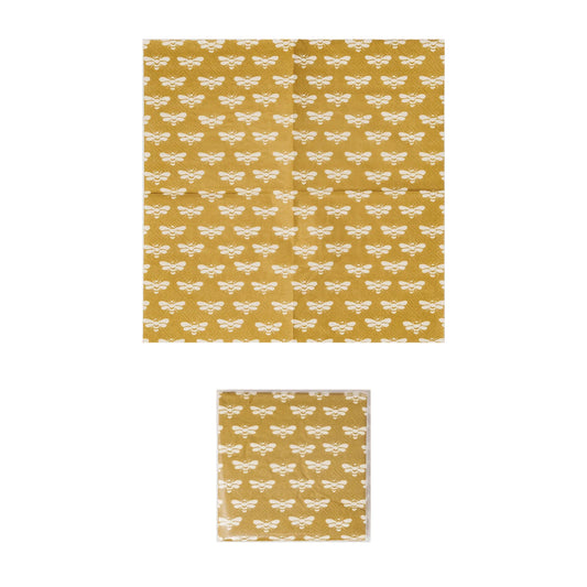 Paper Cocktail Napkins w/ Bee Pattern (Contains 50 Folded Pieces)