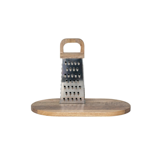 4 Sided Grater w/ Mango Wood Handle & Mango Wood Serving Board