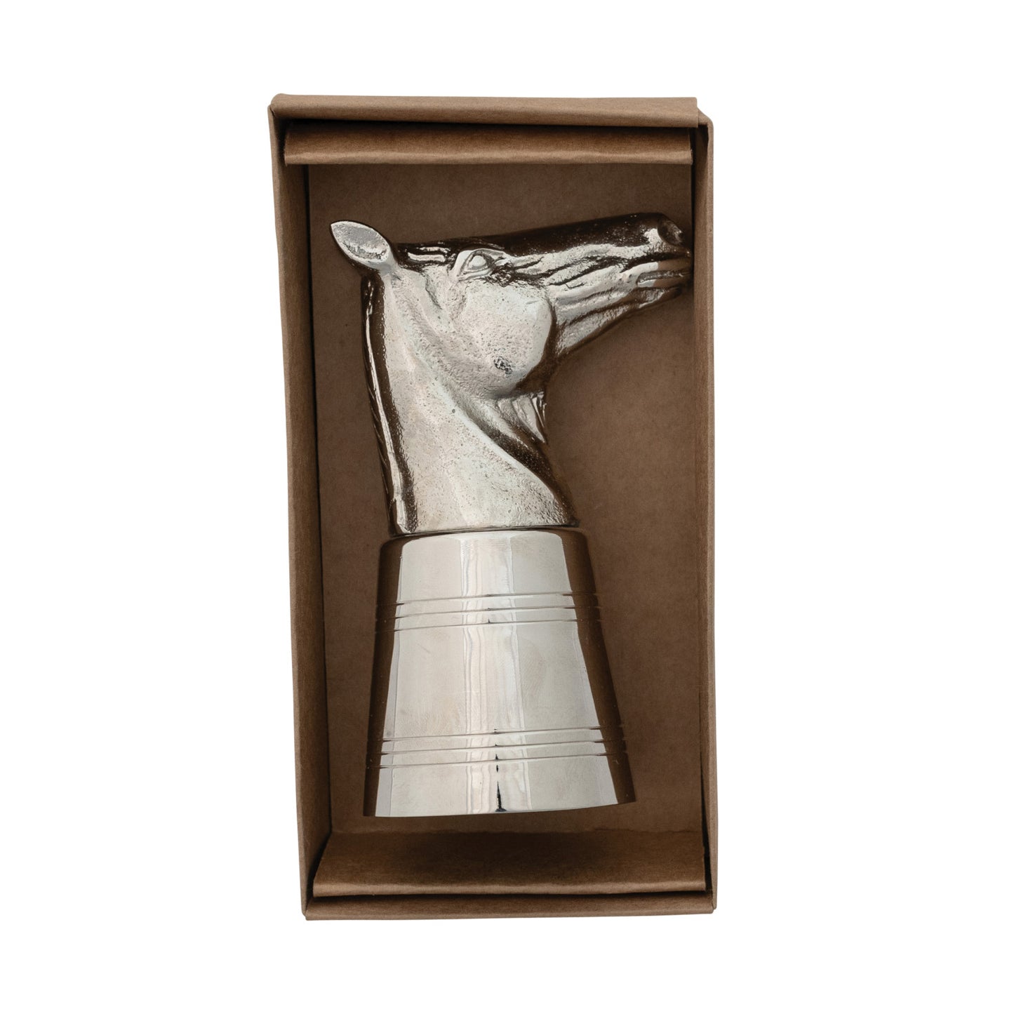 2 oz. Cast Aluminum & Stainless Steel Horse Head Jigger in Box