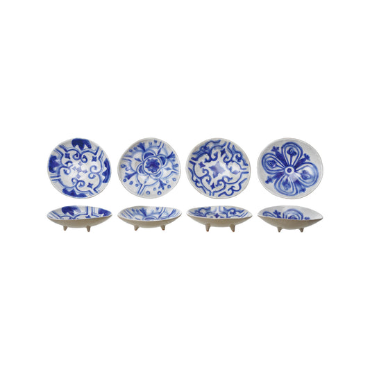 Hand-Painted Stoneware Footed Dish, 4 Styles (Each Will Vary) SKU#DG0095A