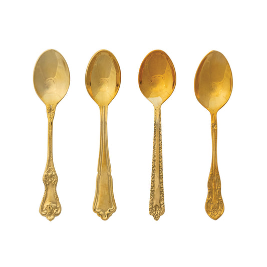 Embossed Brass Spoon -pattern selected at random