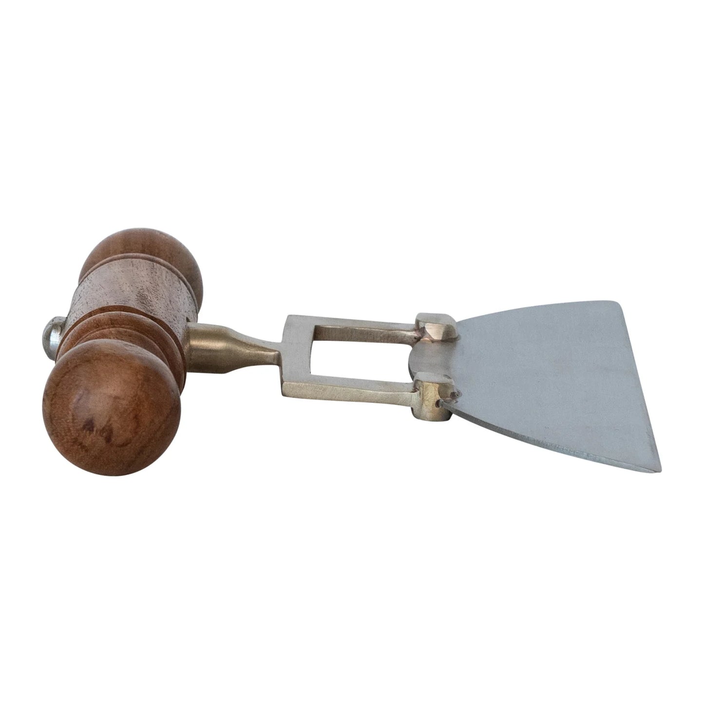 Stainless Steel Cheese Knife with Brass Detail & Acacia Wood Handle