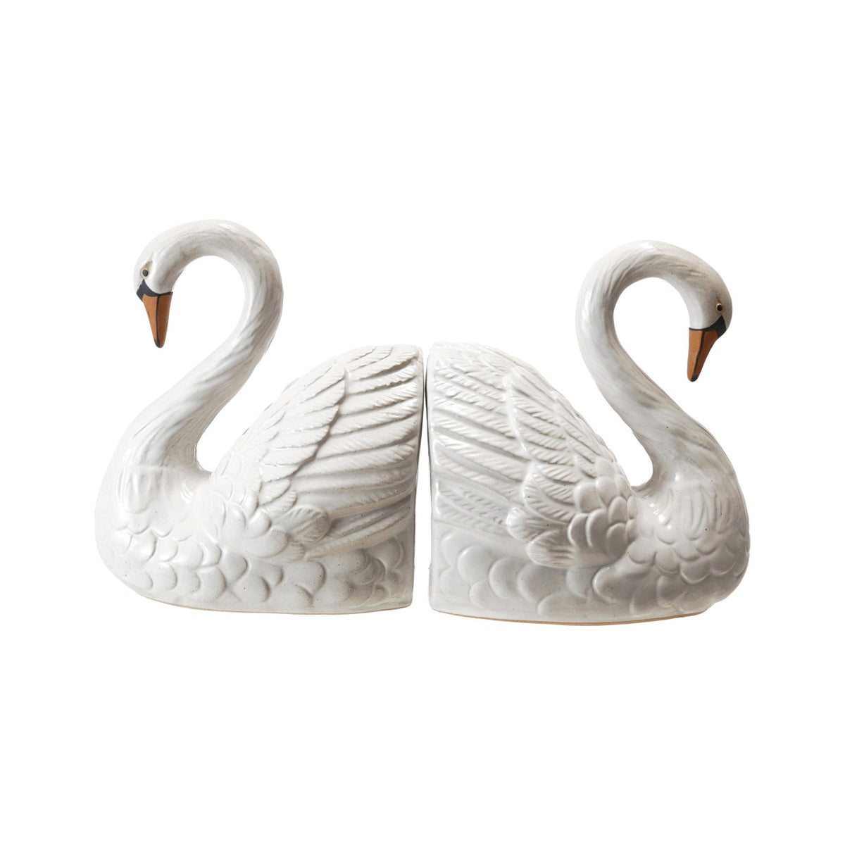 Stoneware Swan Bookends - Set of 2