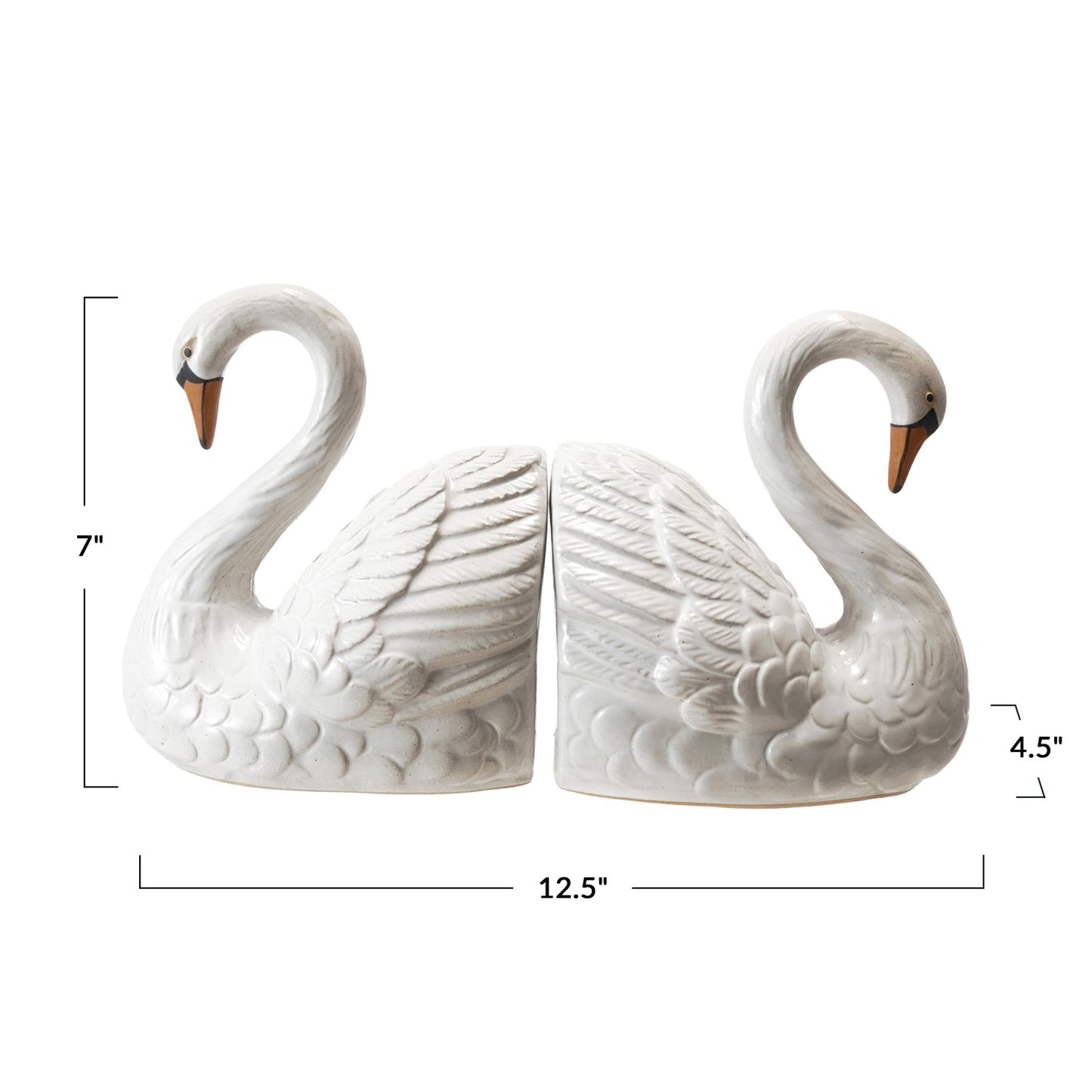 Stoneware Swan Bookends - Set of 2