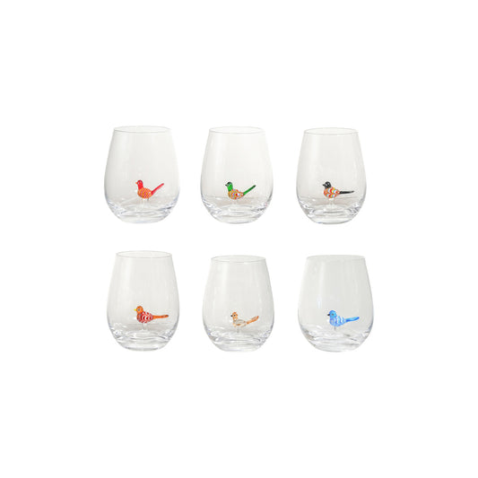 Stemless Wine Glass with  Bird - 6 Styles