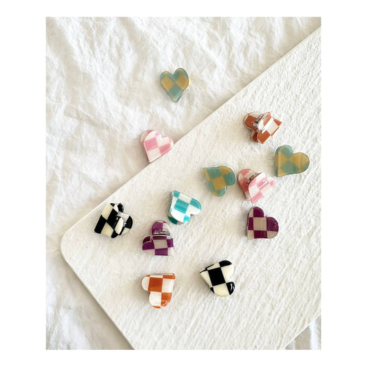 Heart Shape Checkered Hair Clip