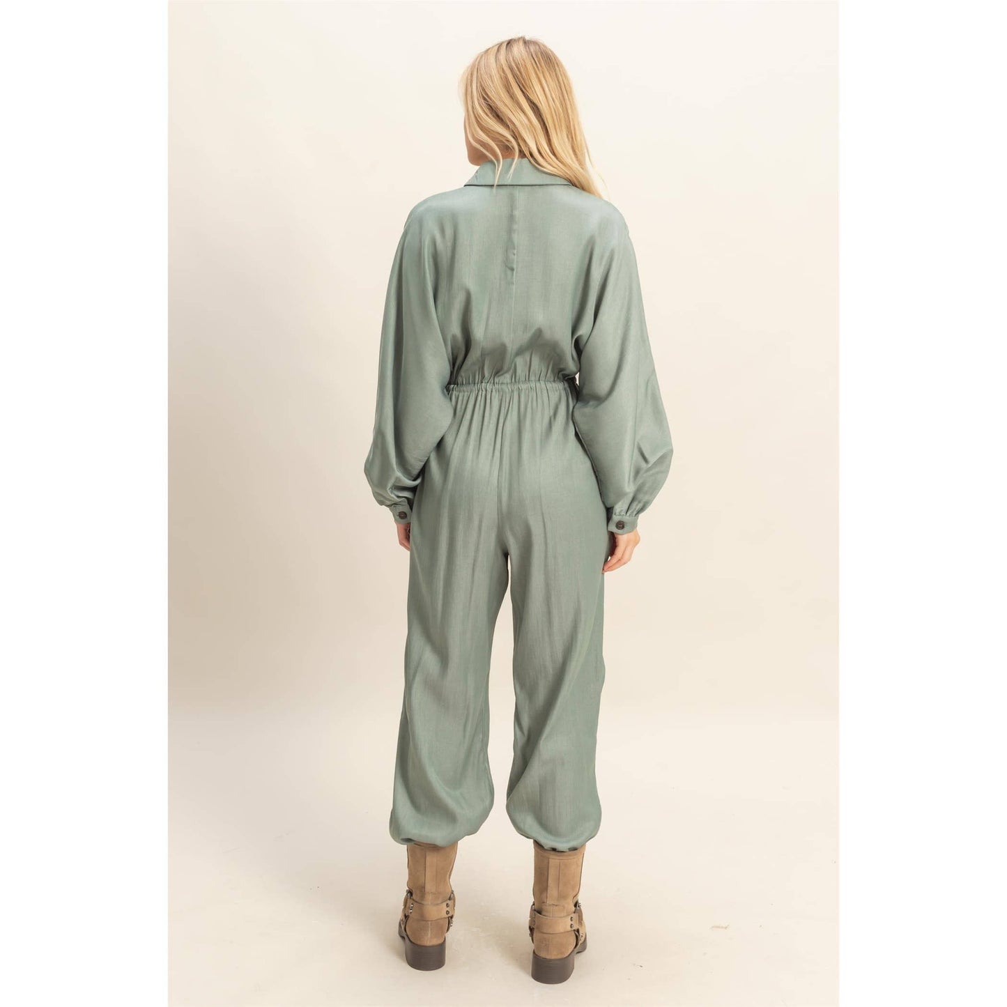 Long Sleeve Jumpsuit - Olive