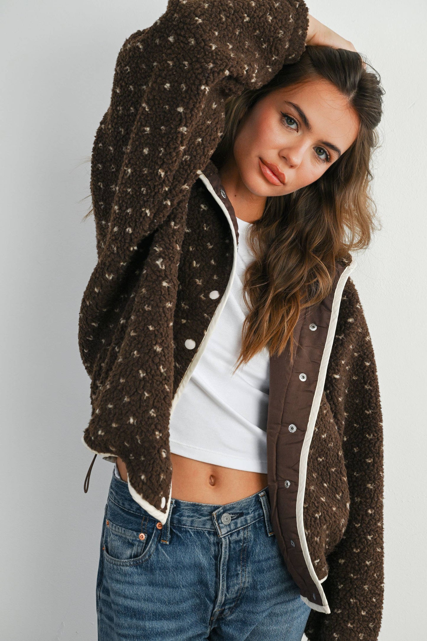 High Pile Fleece Jacket - Brown/Taupe