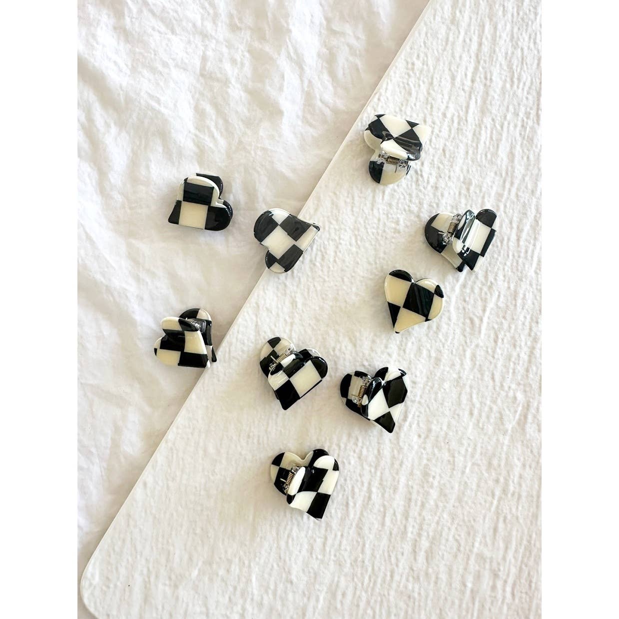 Heart Shape Checkered Hair Clip