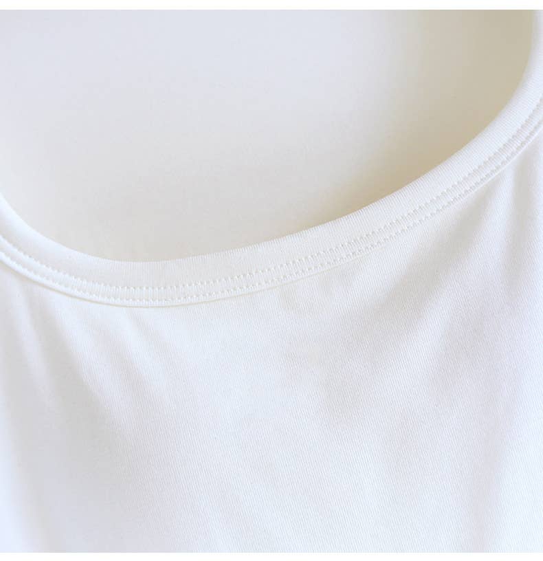 Cotton Blend Built-In Bra Tank Top  - Charcoal