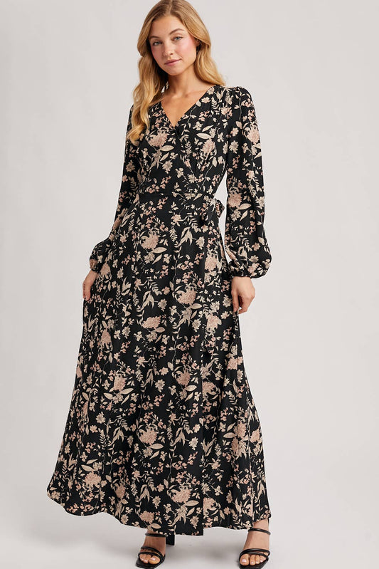Wrap Maxi Dress w/ Floral Print