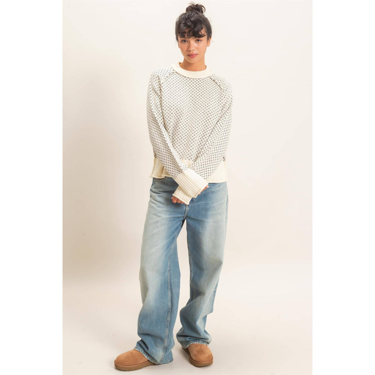 Patterned Sweater -Cream