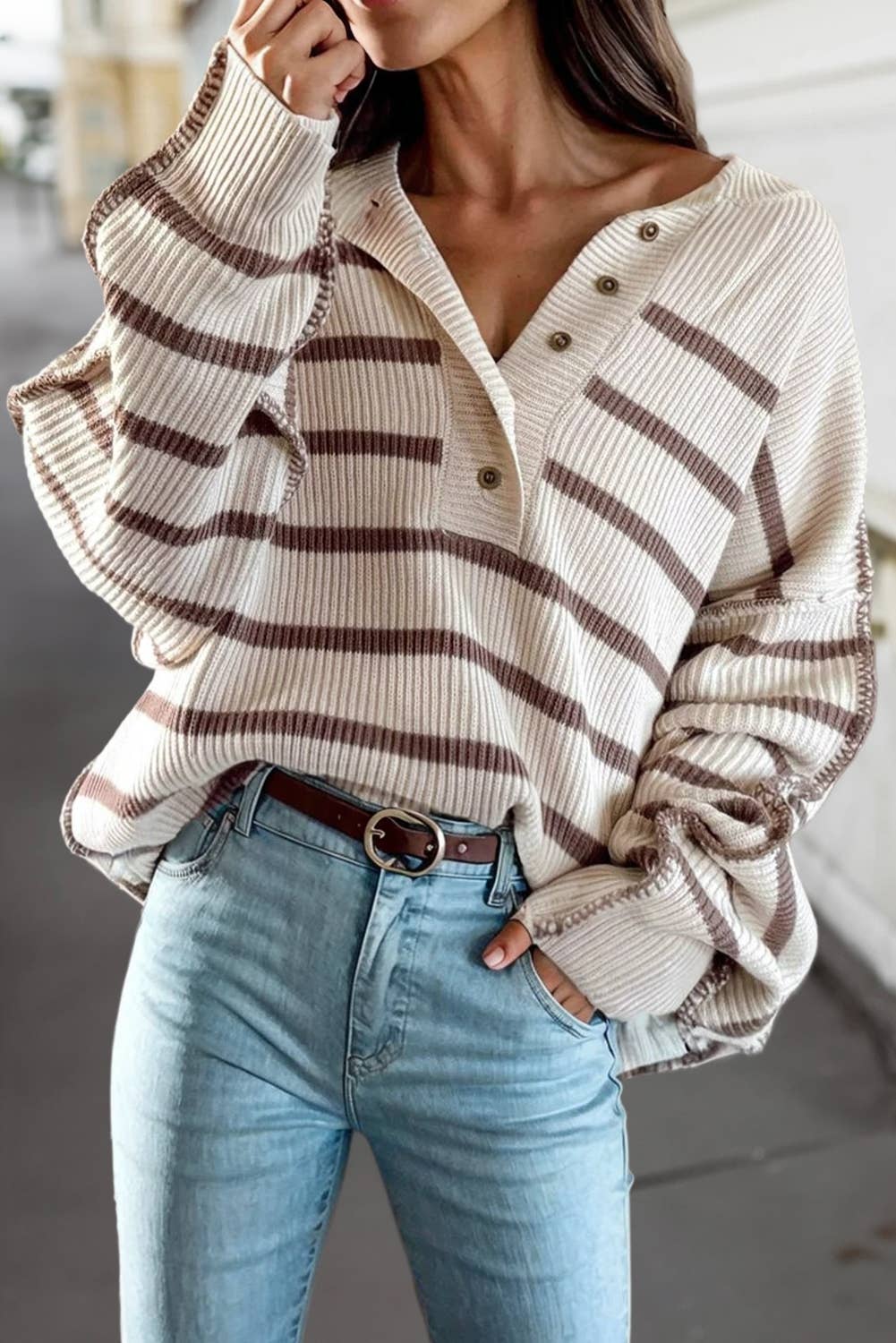 Striped Henley Sweater