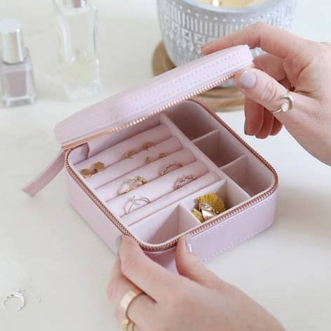 Lavender Square Travel Jewelry Box