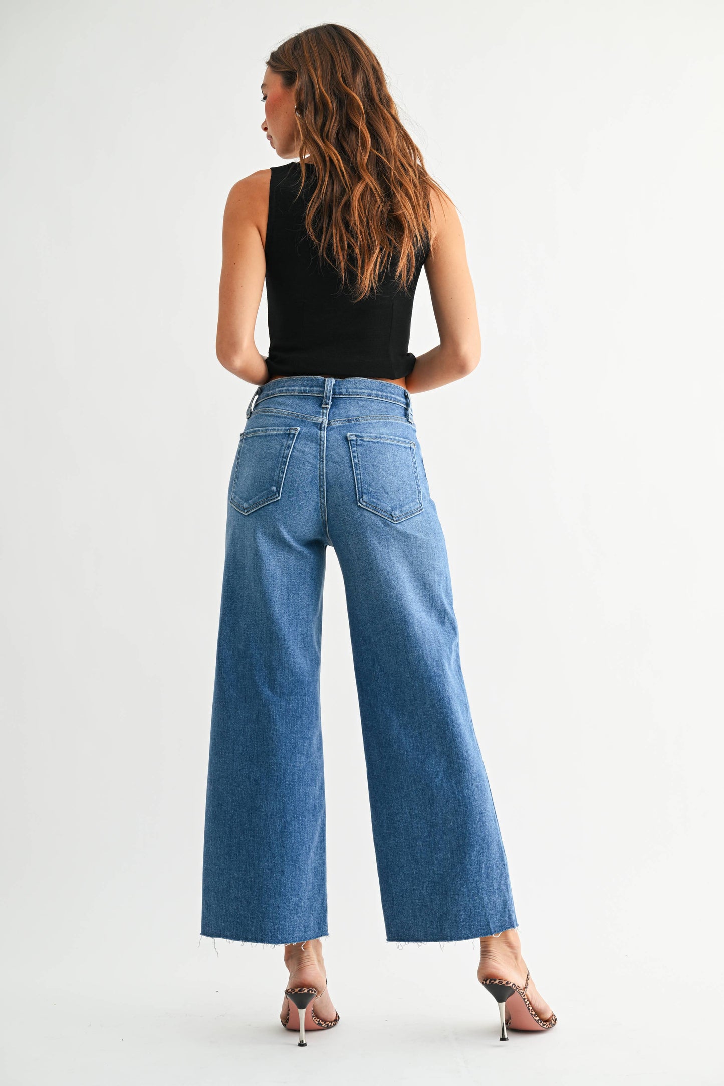 High Rise Scissor Cut Wide Leg - Medium Denim